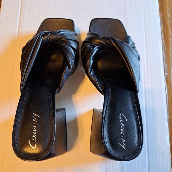 Sam Edelman Circus NY Marianna Sandal Black Slide Block Heel Vegan Womens Sz 8 - Picture 2 of 16